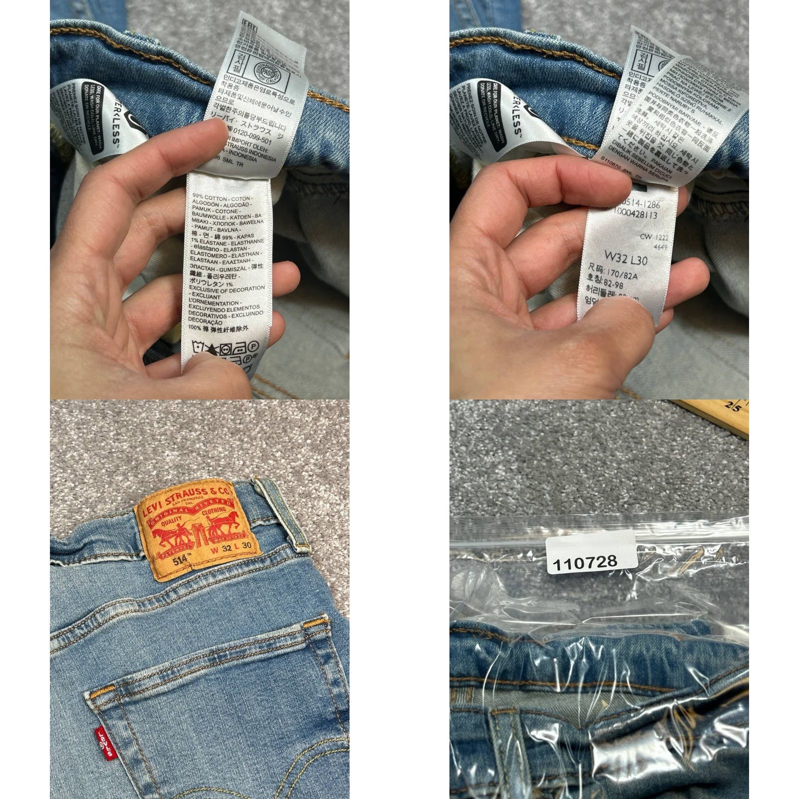 Levi's Levis 514 Jeans Mens 32 Blue Denim Cotton Stretch Mid Rise Straight Leg 29x30 Size US 32 / EU 48 - 8 Thumbnail