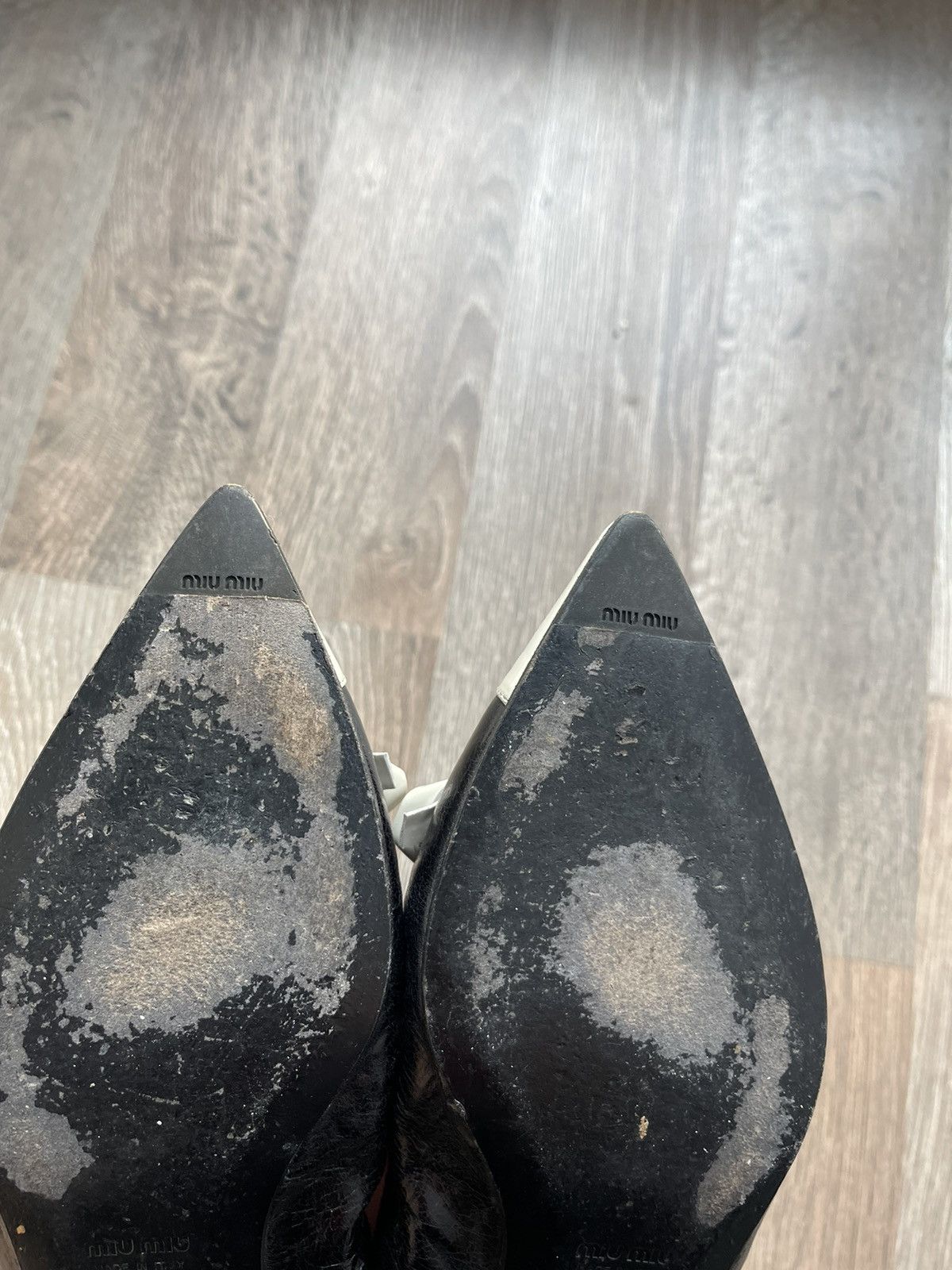 Japanese Brand 🖤Miu miu flats ballet 37 wooman leather shoes vintage Size US 7 / IT 37 - 6 Thumbnail