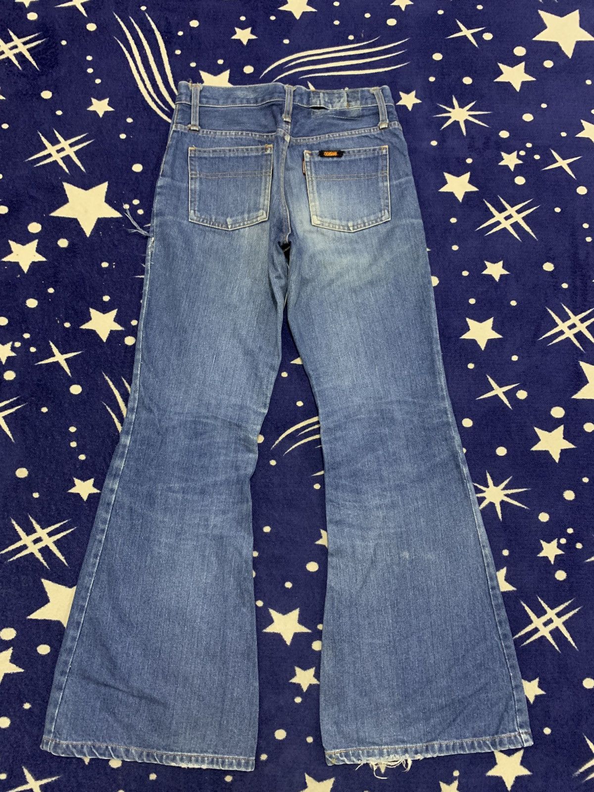 Japanese Brand COSMO Vintage Wide Flare Denim Distressed Jeans Size 27" / US 4 / IT 40 - 2 Thumbnail
