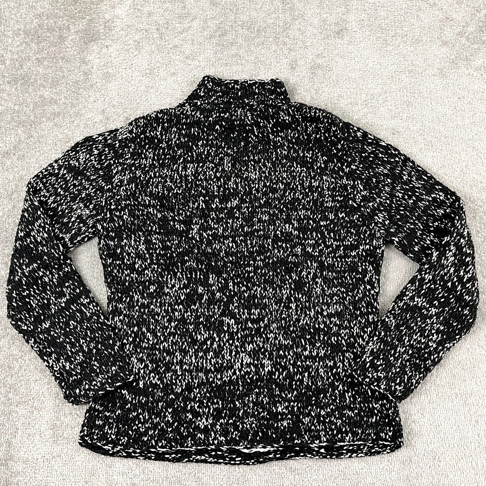 Vintage Sigrid Olsen Sweater Women's Large Black Ivory Hand Knit Mock Neck Silk Nylon L/S Pullover Size L / US 10 / IT 46 - 7 Thumbnail