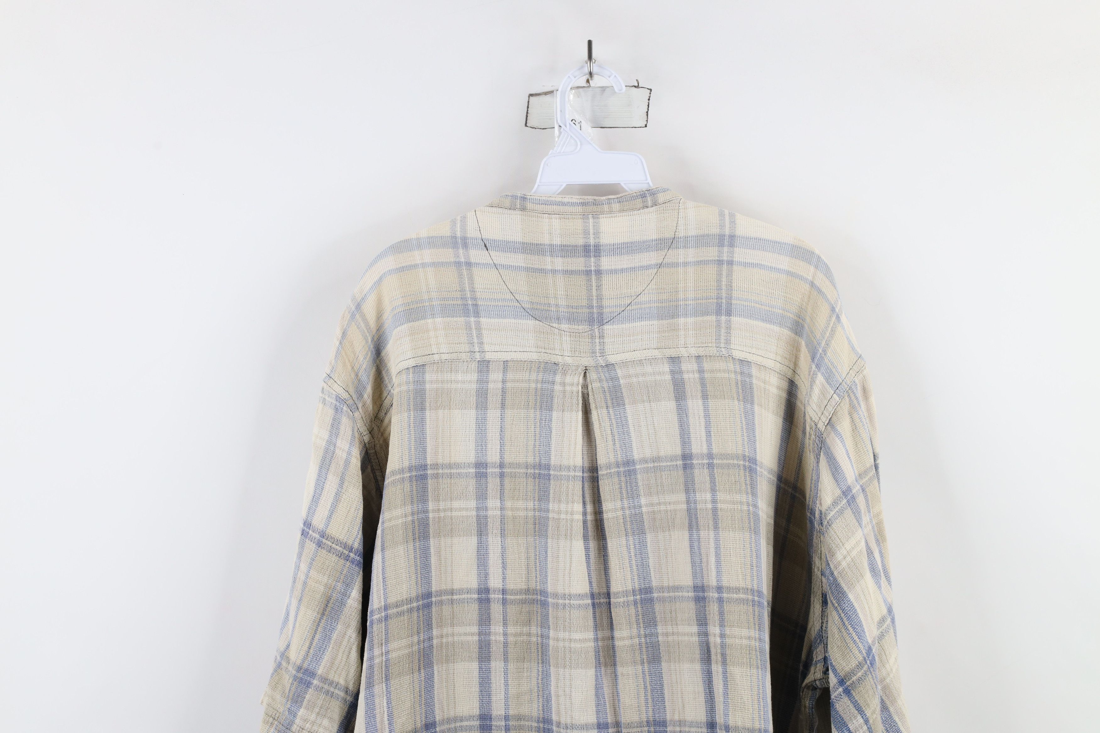 Vintage Vintage 90s Streetwear Cotton Knit Band Collar Button Shirt Size US XXL / EU 58 / 5 - 9 Thumbnail
