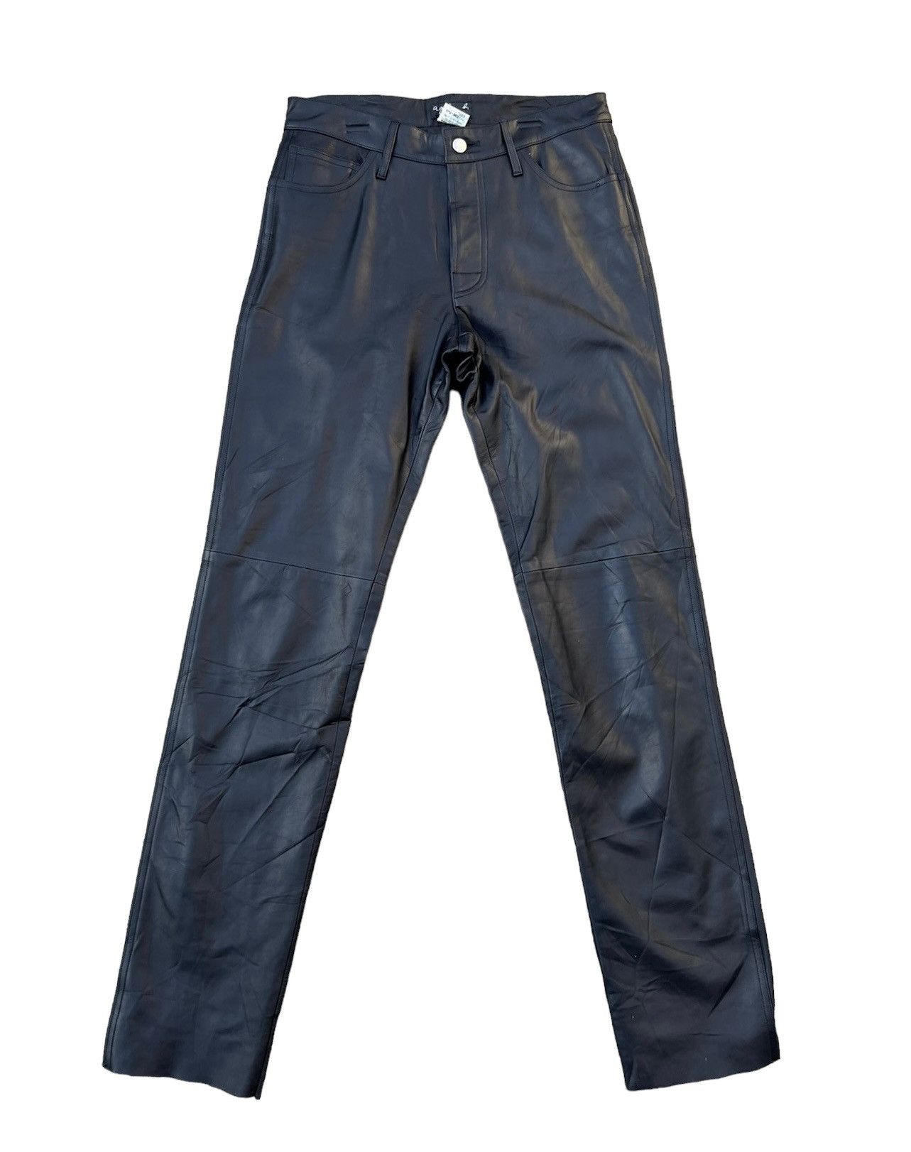 Vintage × agnes b. Vintage Agnes B. Homme Paris Cowhide Black Leather Pant Size US 30 / EU 46 - 1 Thumbnail