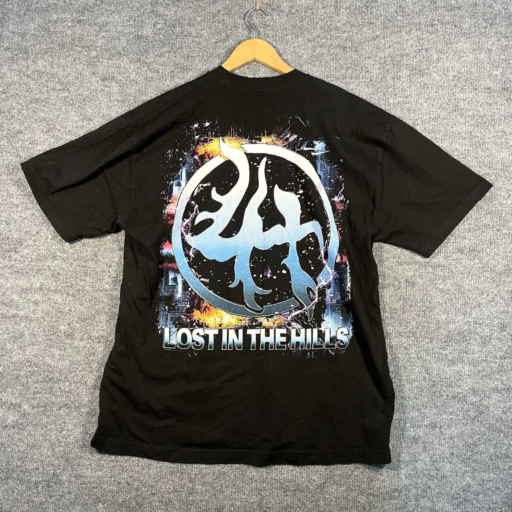 Vintage Lost In The Hills Men T Shirt XL Black Graphic Short Sleeve Skull Shirt Mens XL Black Skull Graphic Tee Size US XL / EU 56 / 4 - 3 Thumbnail