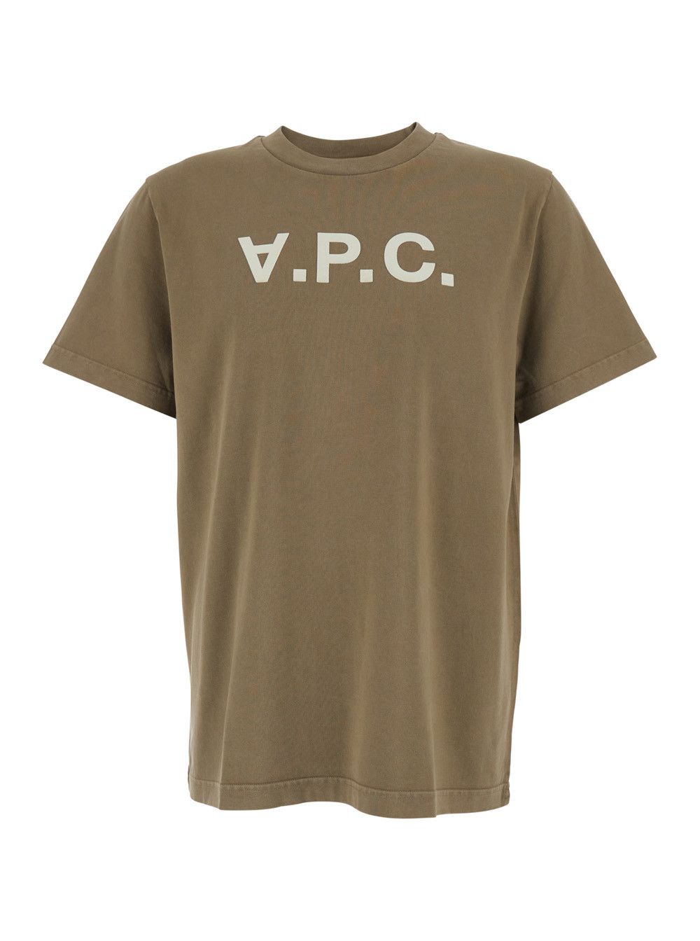 A.P.C. Brown Crew Neck T-Shirt with Logo Lettering on the Front in Cotton for Men Size US XL / EU 56 / 4 - 1 Thumbnail