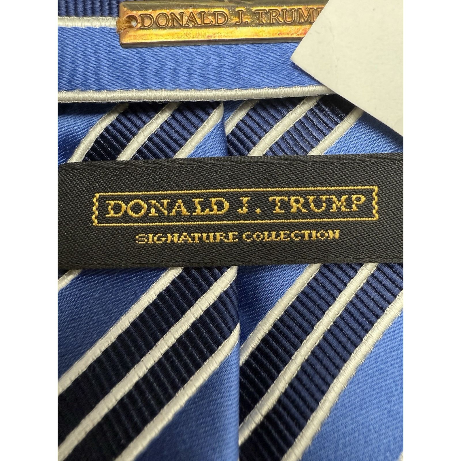 Donald Trump Donald J. Trump Men’s Tie Blue Striped Width 3” Length 60” Size ONE SIZE - 4 Thumbnail
