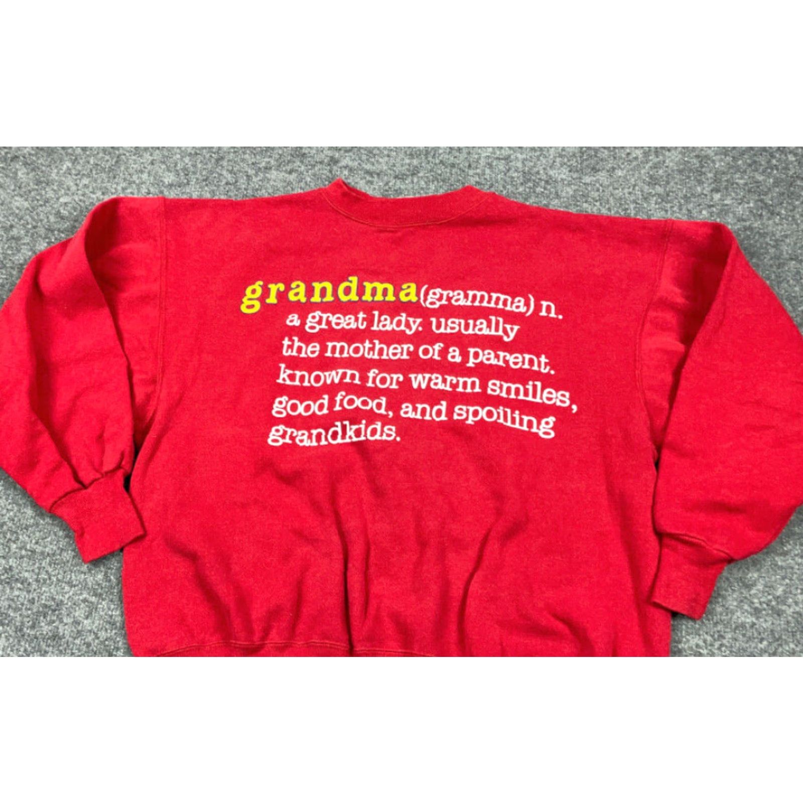 Vintage VINTAGE 90s Grandma Definition Print Pullover Sweatshirt Men XL Red Ultra Sweats Lightweight Cotton Blend Cotton Printed Graphic Front Size US XL / EU 56 / 4 - 4 Thumbnail
