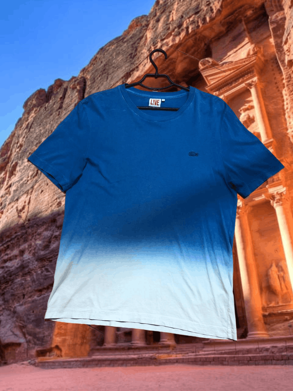 Lacoste Vintage T-Shirt gradient blue Lacoste logo Y2K streetwear Size US M / EU 48-50 / 2 - 1 Thumbnail