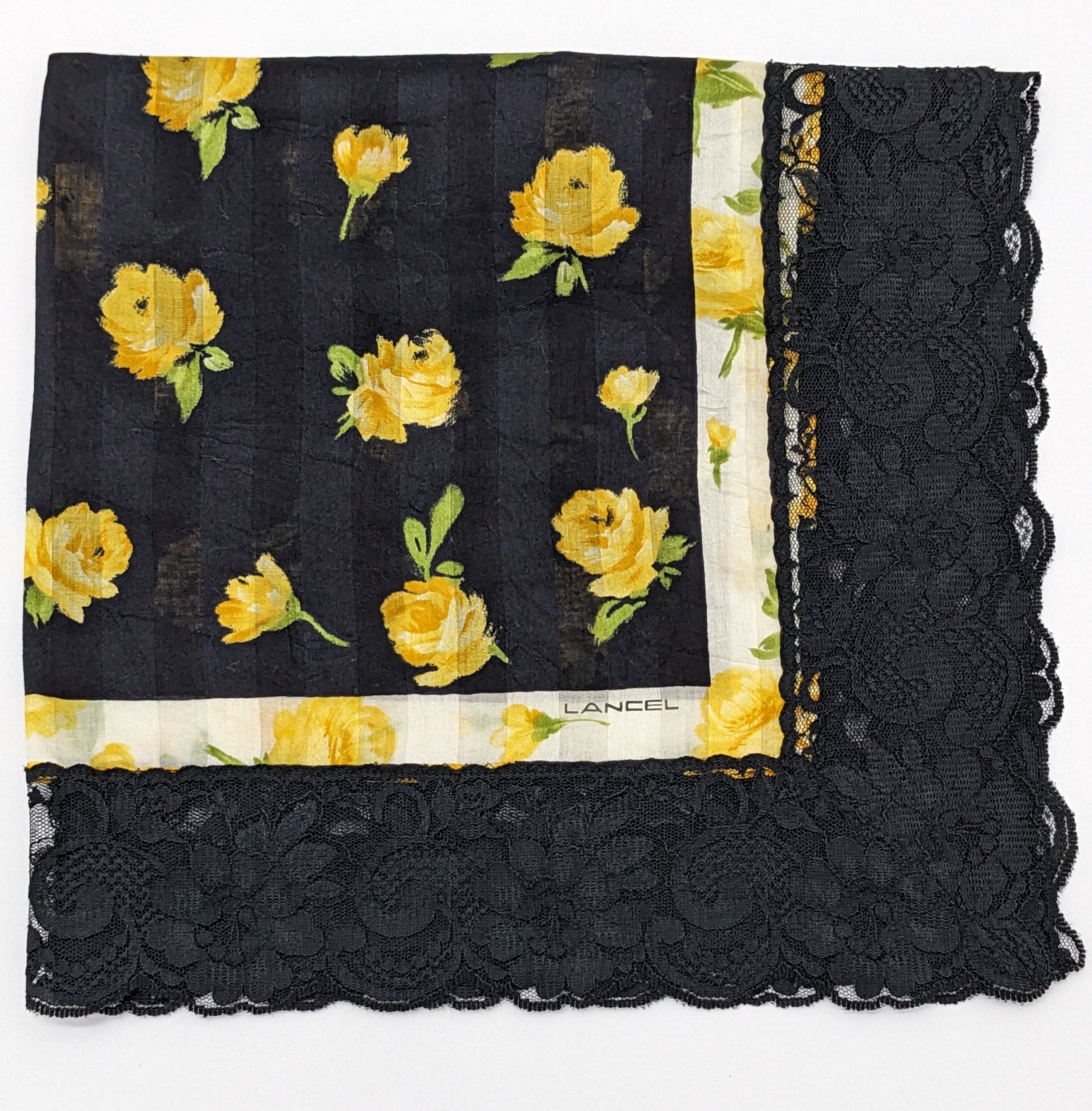 Lancel Lancel Paris Lace Handkerchief Yellow Rose & Black Size ONE SIZE - 1 Thumbnail