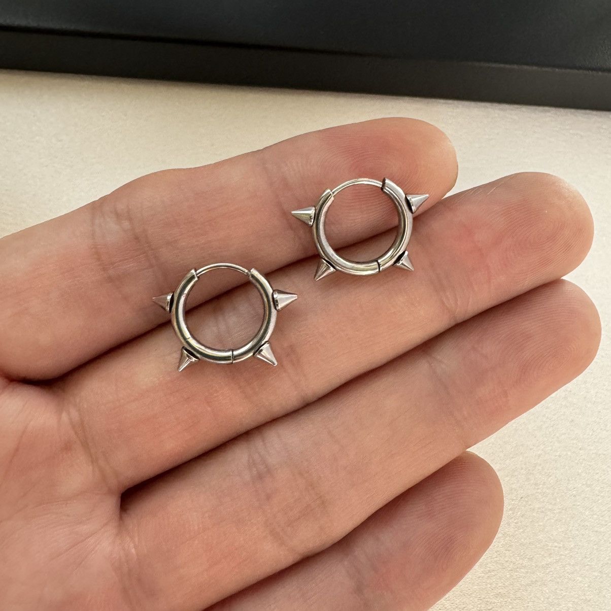Other 14mm Spiked Hoop Earrings for Men Women Hip Hop Punk Unisex Size ONE SIZE - 6 Thumbnail