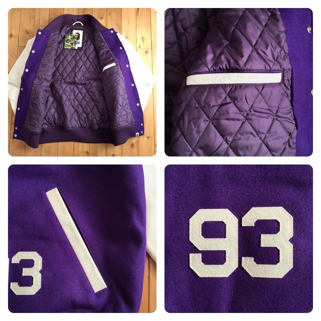 Bape BAPE Giant Head Leather Sleeve Varsity Jacket a bathing ape Size US XL / EU 56 / 4 - 8 Thumbnail