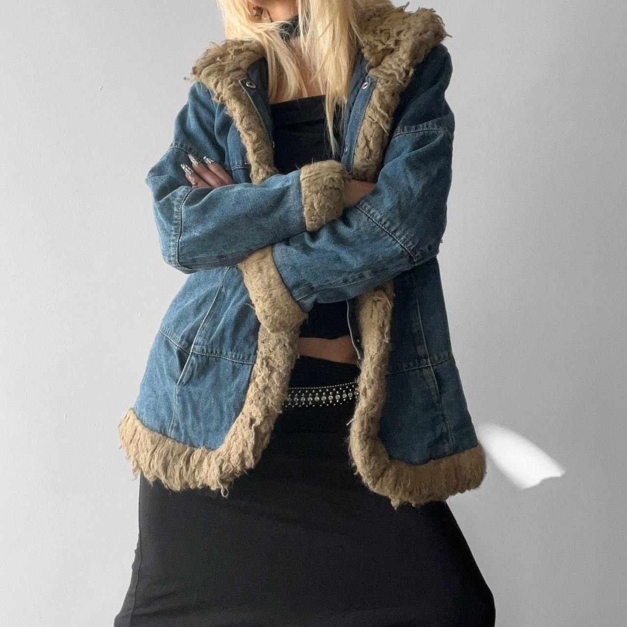 Esprit × Vintage DENIM&FUR_JACKET Size S / US 4 / IT 40 - 1 Thumbnail
