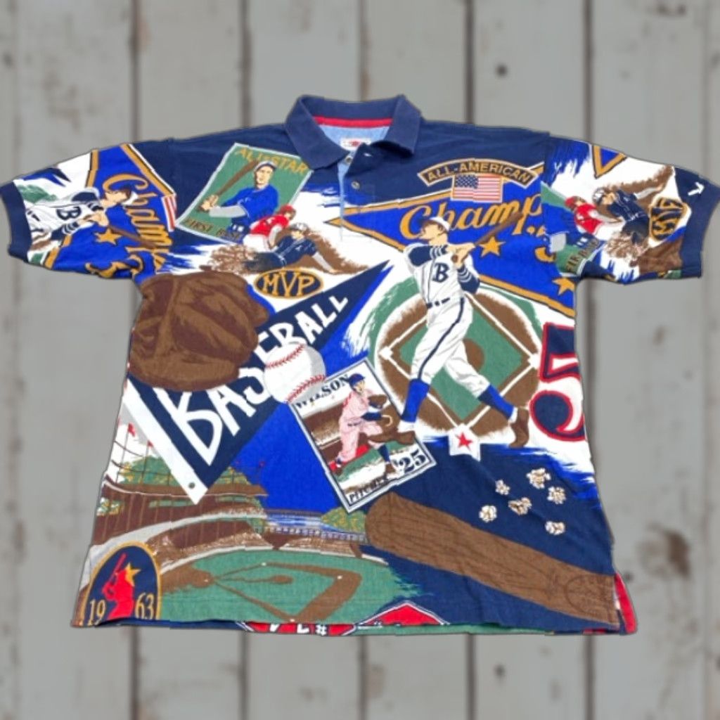 Cotton Traders Cotton Traders Polo Shirt Mens M Short Sleeve Baseball All Over Print Shirt Mens Multicolor Cotton Polo Size US M / EU 48-50 / 2 - 1 Thumbnail