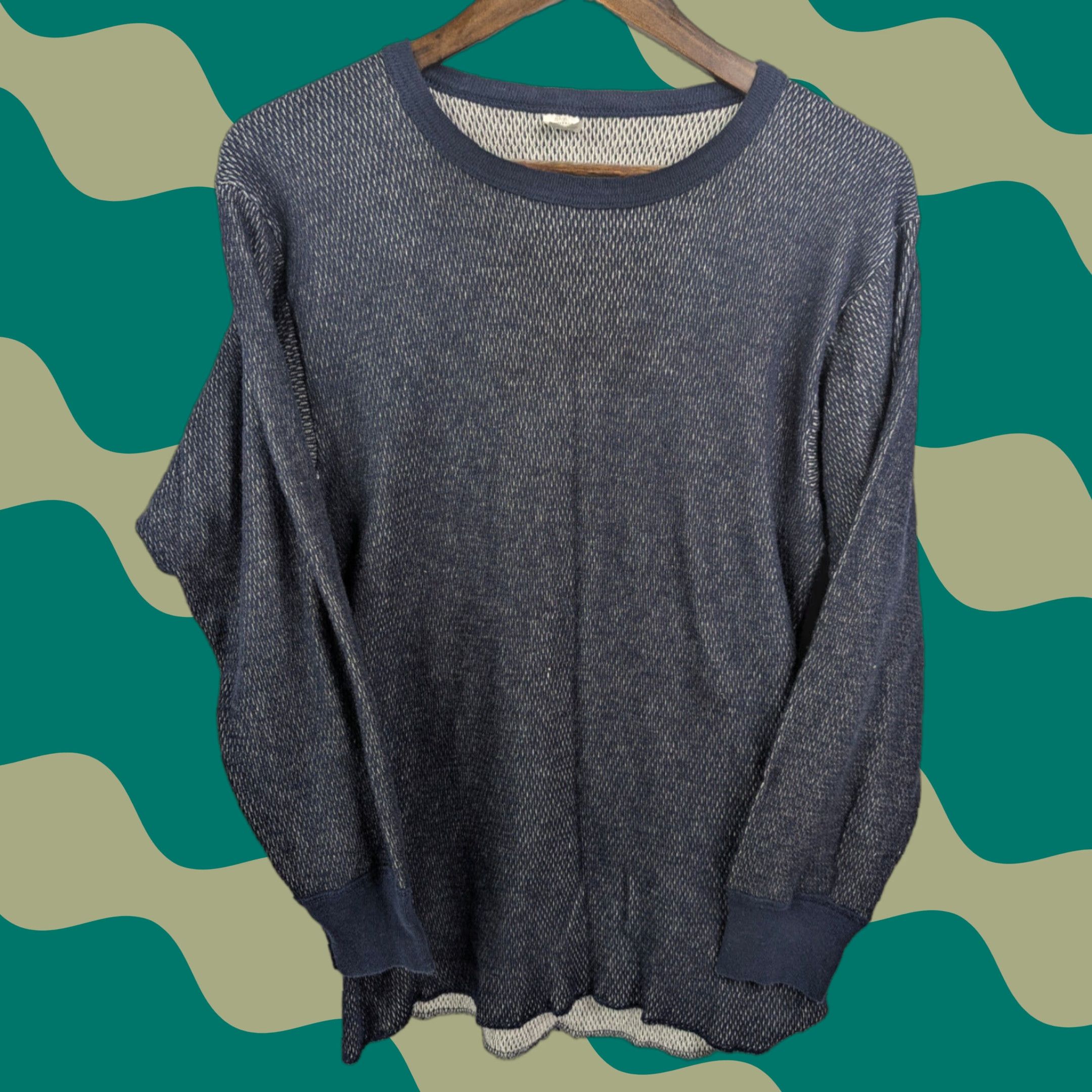 Vintage Morgan Mills Shirt Mens XL Navy Blue Thermal Waffle Knit Base Layer 90s Sports Outdoors Cotton Knit Crew Neck Tee Size US XL / EU 56 / 4 - 1 Thumbnail