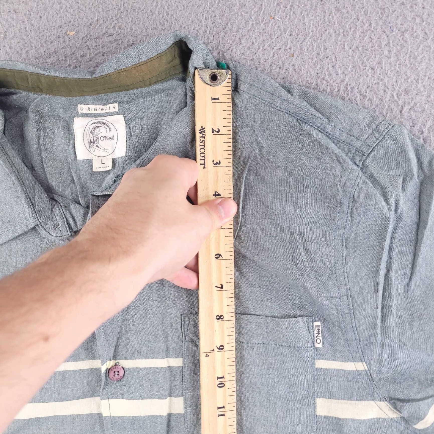 O'Neill VINTAGE O'Neill Shirt Mens Large Green 100% Cotton Button-Up Short Sleeve Casual Size US L / EU 52-54 / 3 - 5 Thumbnail