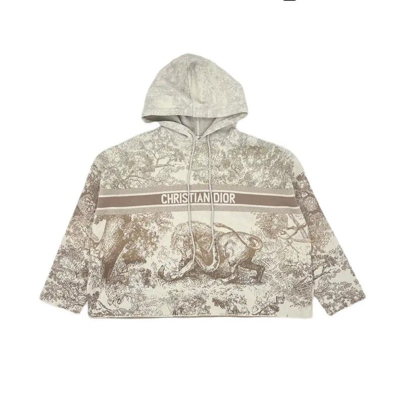 Dior Dior Cropped Graphic Hoodie in Beige 0089 Size M / US 6-8 / IT 42-44 - 1 Thumbnail