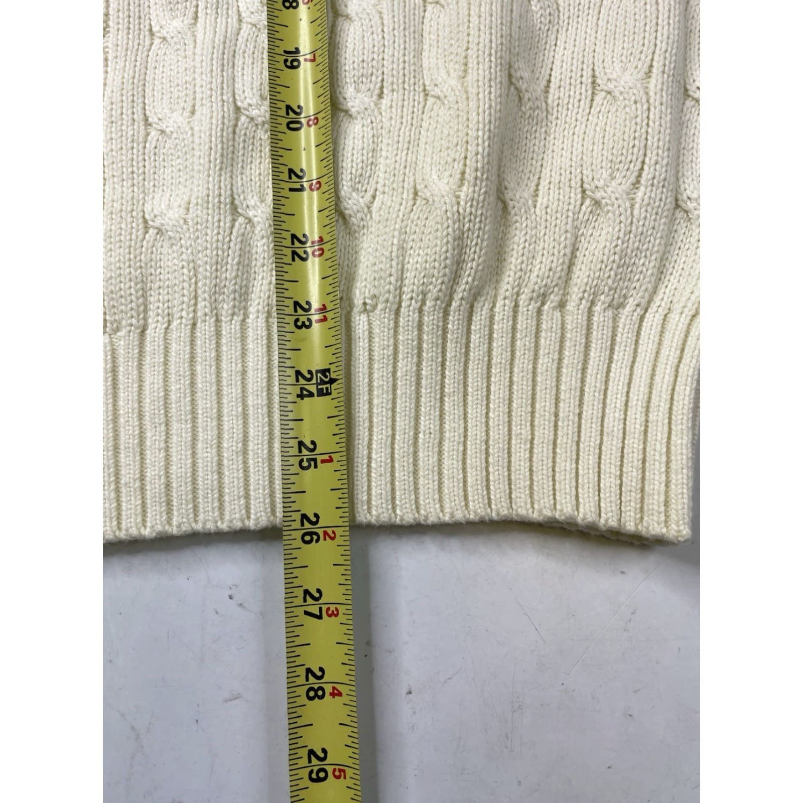 Polo Ralph Lauren VINTAGE Polo Ralph Lauren Polo Golf Sweater Mens Large Ivory Cable Knit Pullover Crew Neck Long Sleeve Size US L / EU 52-54 / 3 - 6 Thumbnail
