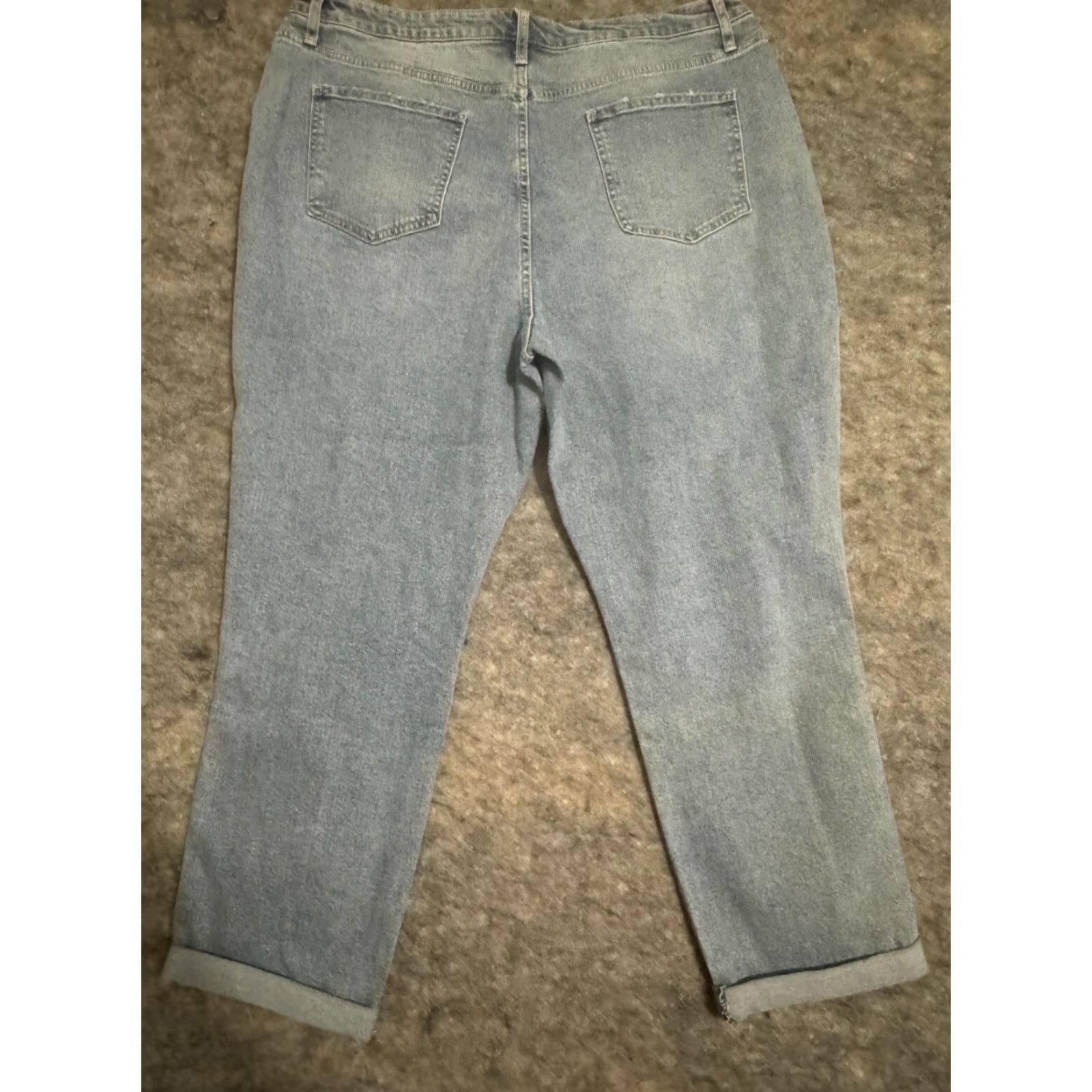 Vintage Arizona Jean Co Women's High Rise Curvy Mom Jeans Sz 21 Blue Denim Butterfly Embroidered Relaxed Fit 21 Jeans Womens Size 42" / US 20 - 3 Thumbnail
