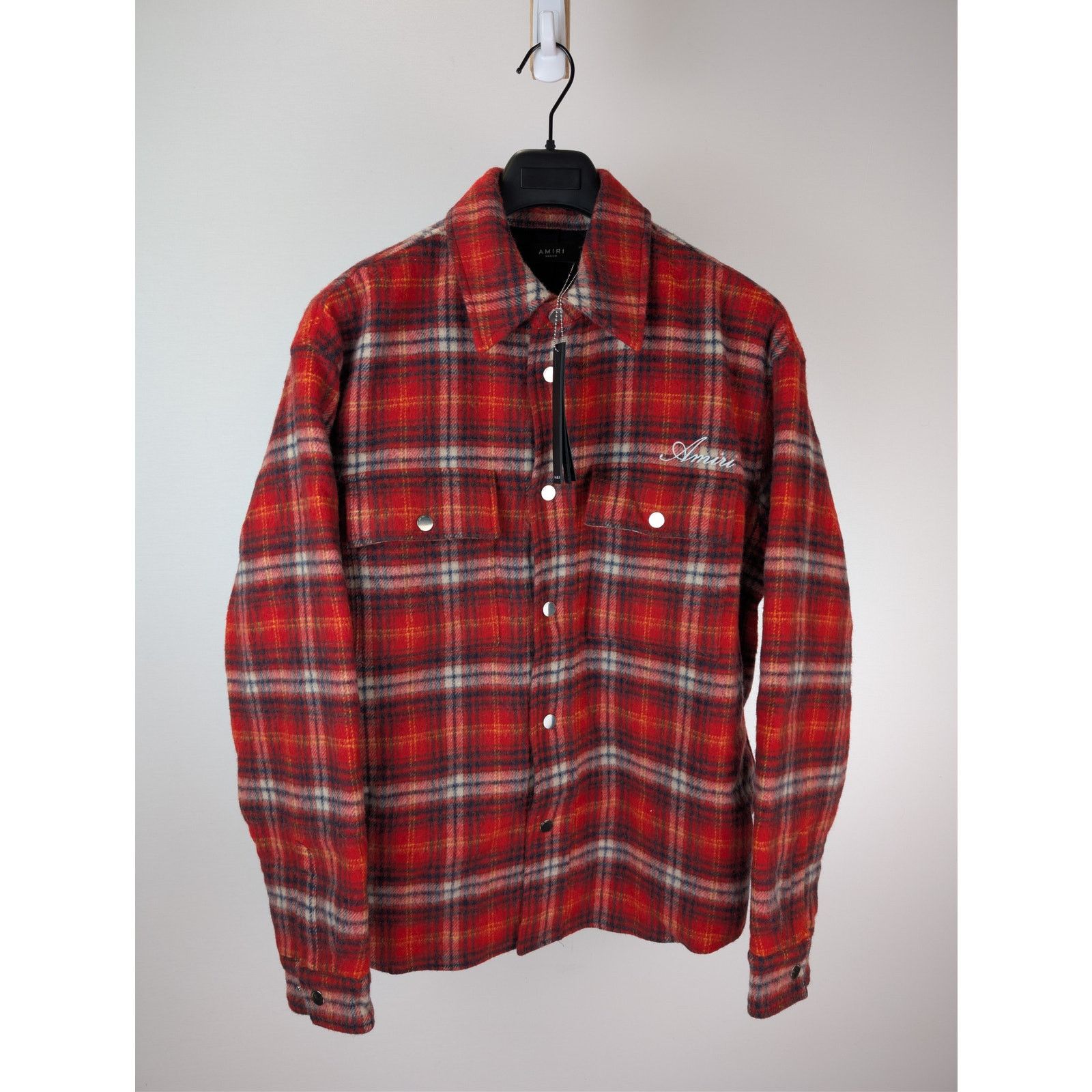 Amiri o1rshd1 Brushed Plaid Overshirt in Red Size US M / EU 48-50 / 2 - 2 Thumbnail