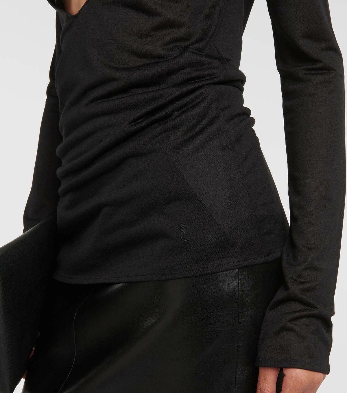 Saint Laurent Paris o1y0126 Silk T-Shirt in Black Size S / US 4 / IT 40 - 3 Thumbnail
