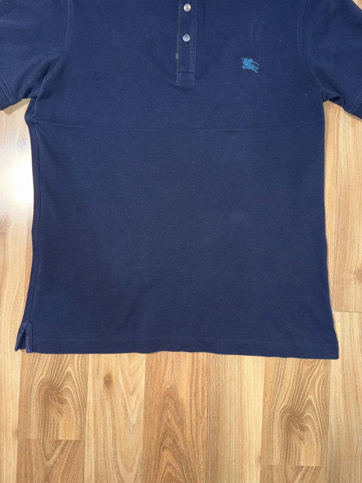 Burberry Prorsum Burberry Brit Navy Piqué Polo - Tonal Logo - Small Size US XXS / EU 40 - 3 Thumbnail