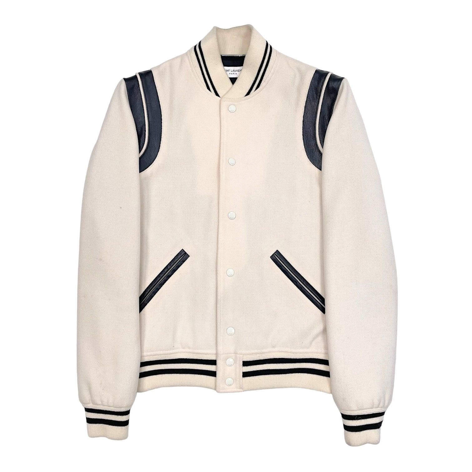 Yves Saint Laurent Teddy Varsity Jacket Natural Grailed