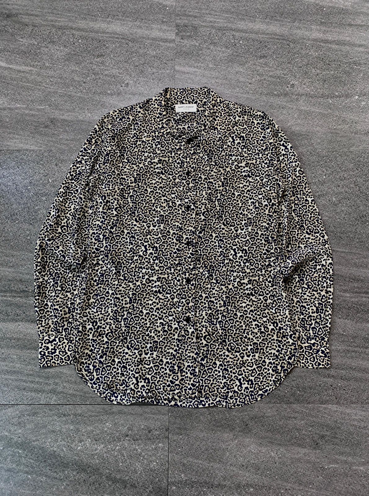 Saint Laurent Paris FREE TAX! Leopard Silk Printed Shirt by Hedi ...