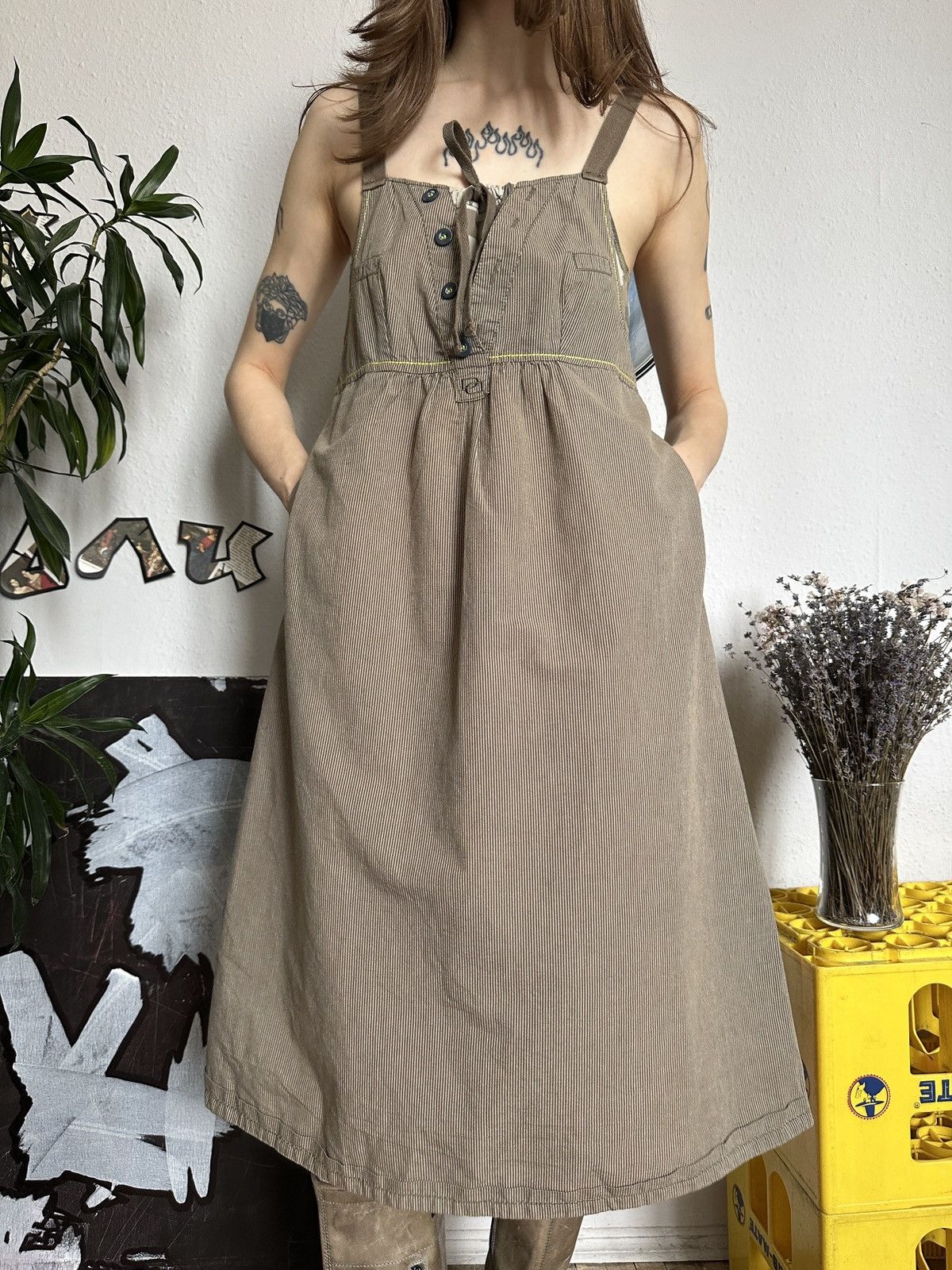 Vintage Striped Camo Vintage Military Dress StreetFashion Pocket Size S / US 4 / IT 40 - 5 Thumbnail