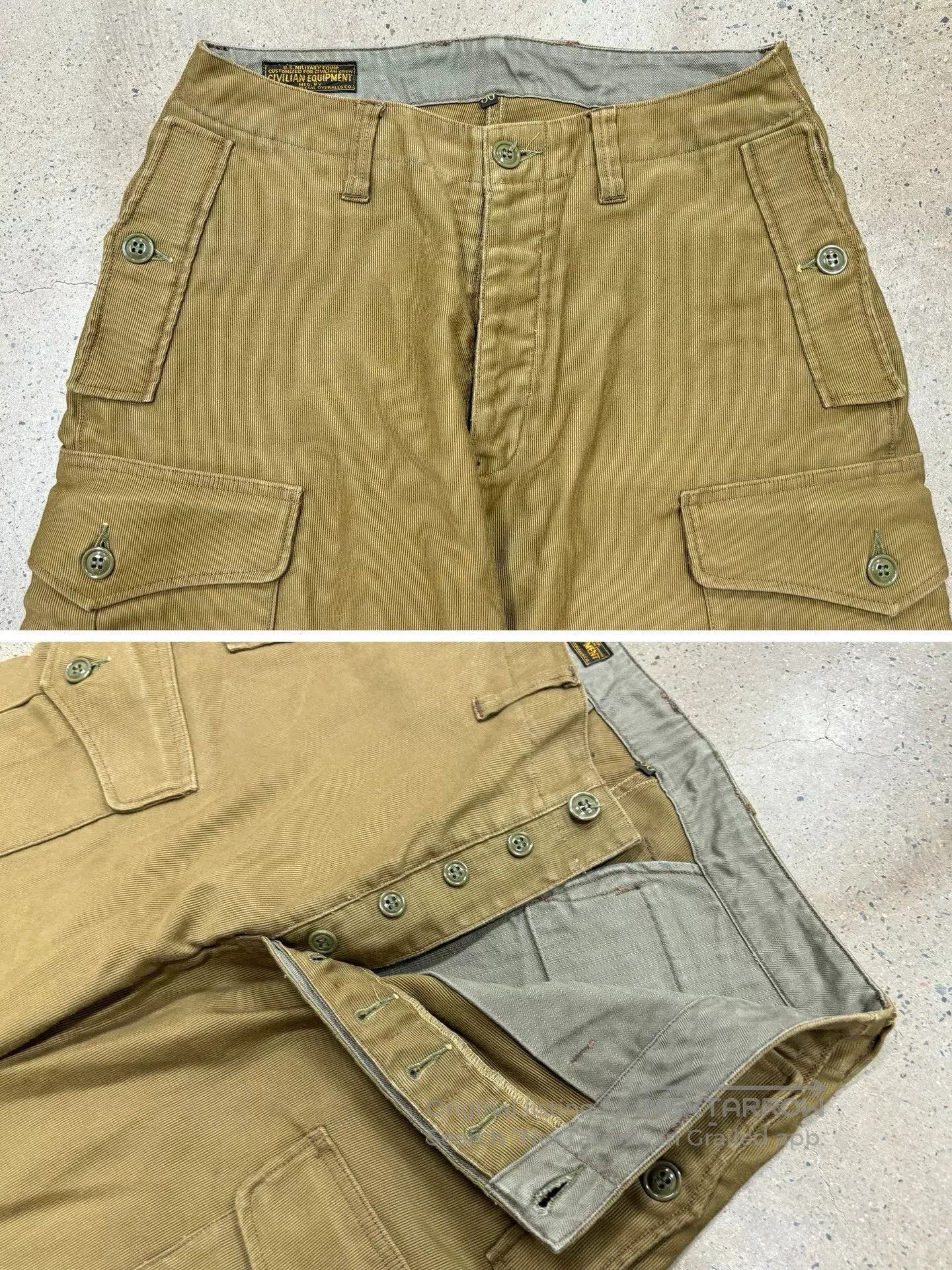 Freewheelers ground crew trousers in classic khaki color. Size US 30 / EU 46 - 6 Thumbnail