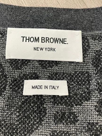 Thom Browne Thom browne Gray full-print leopard four-striped wool cardi Size M / US 6-8 / IT 42-44 - 5 Thumbnail