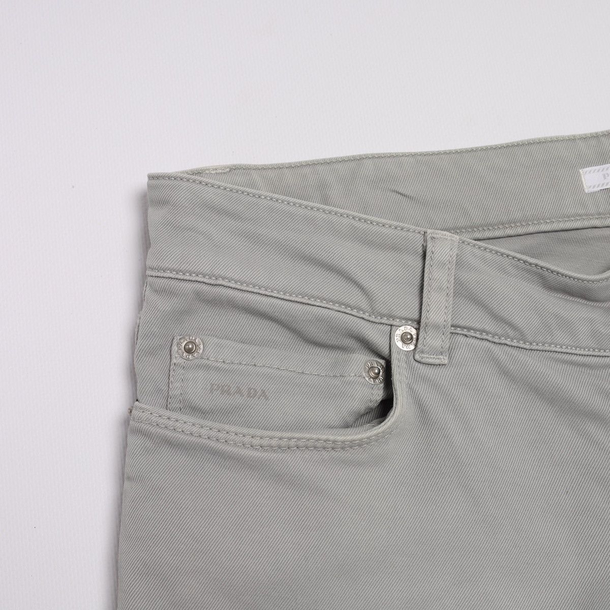 Prada Prada Gray Cotton Pants Logo Raw Edge Size 27" / US 4 / IT 40 - 9 Thumbnail