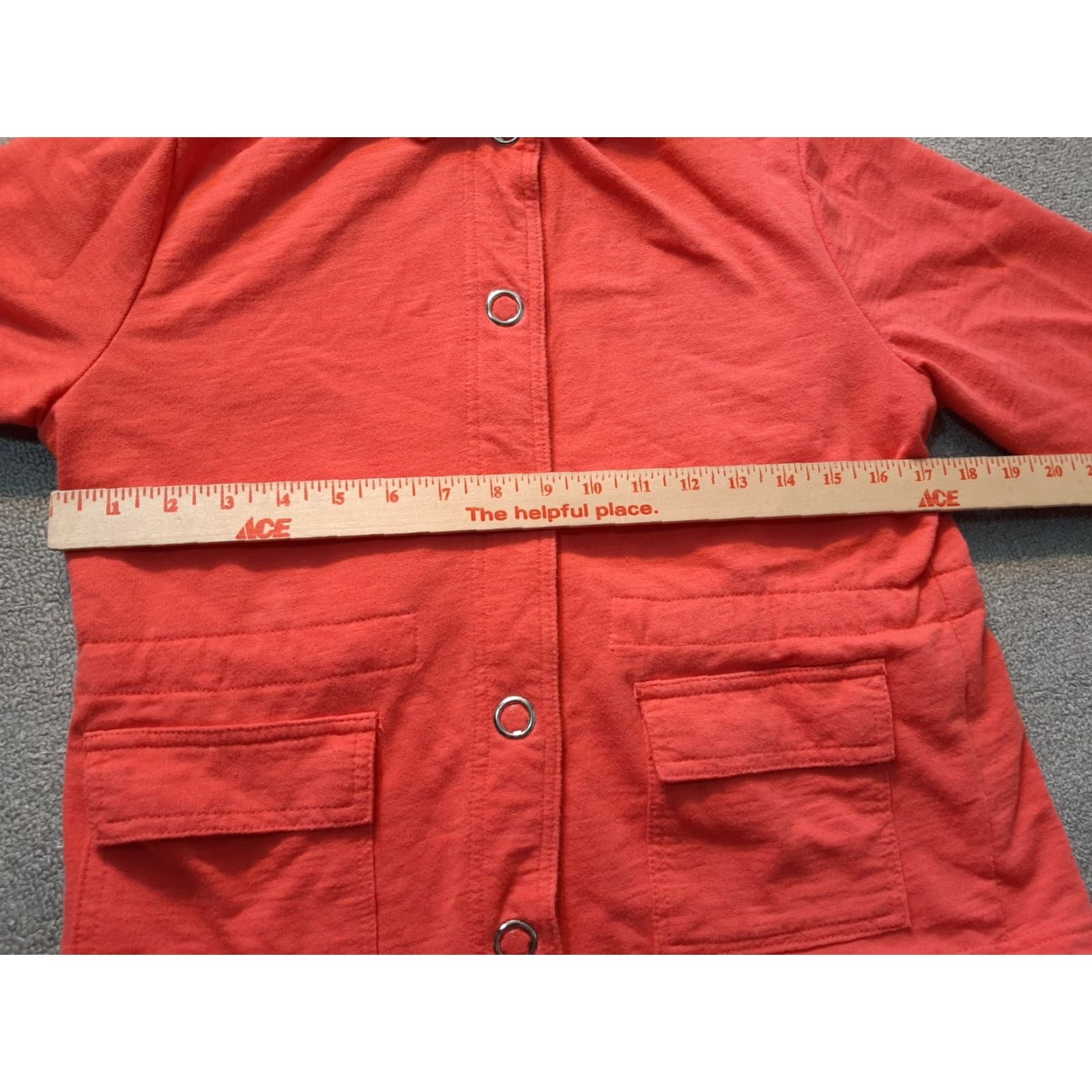 Vintage Onque Casuals Jacket 3/4 Sleeve Womens Petite Small Orange Floral Knit Top Cotton Blend Snap Pockets Size S / US 4 / IT 40 - 5 Thumbnail