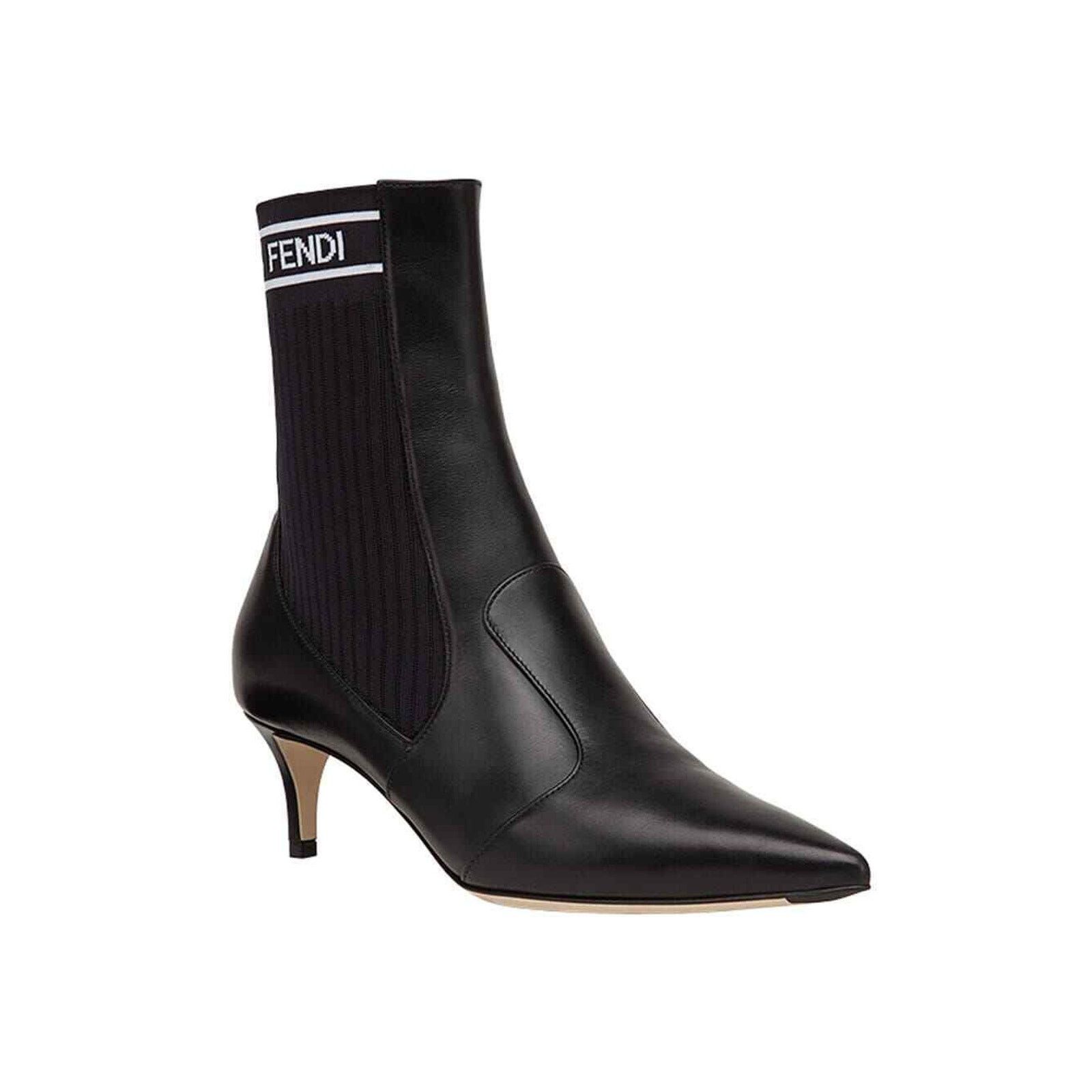 Fendi Fendi Rockoko Black Scuba Stretch FF Logo Knit Sock Ankle Size US 5.5 / IT 35.5 - 2 Thumbnail