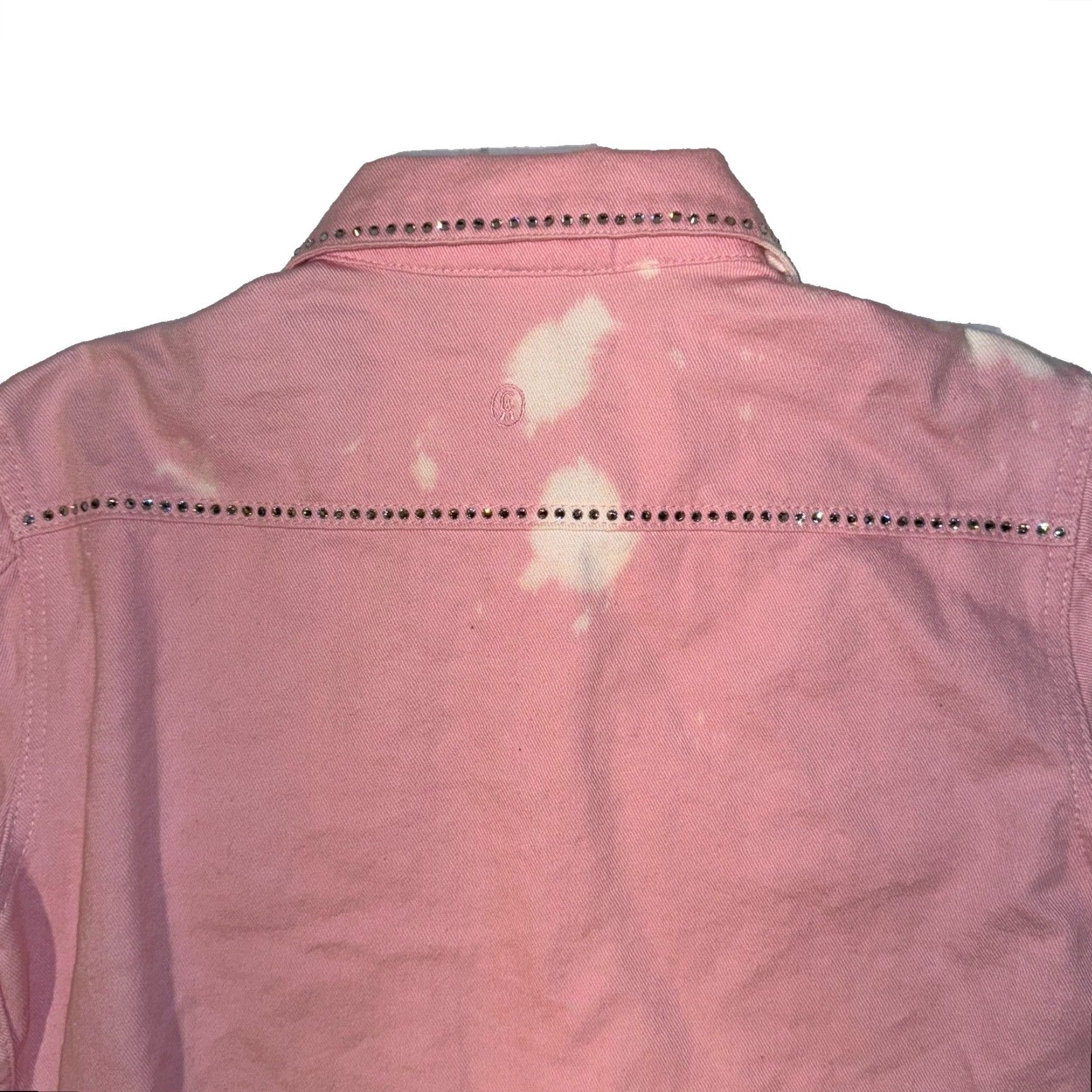Denime Christine Alexander Pink Rhinestone Denim Jacket Size Small Gemstone Accents Women Size S / US 4 / IT 40 - 7 Thumbnail