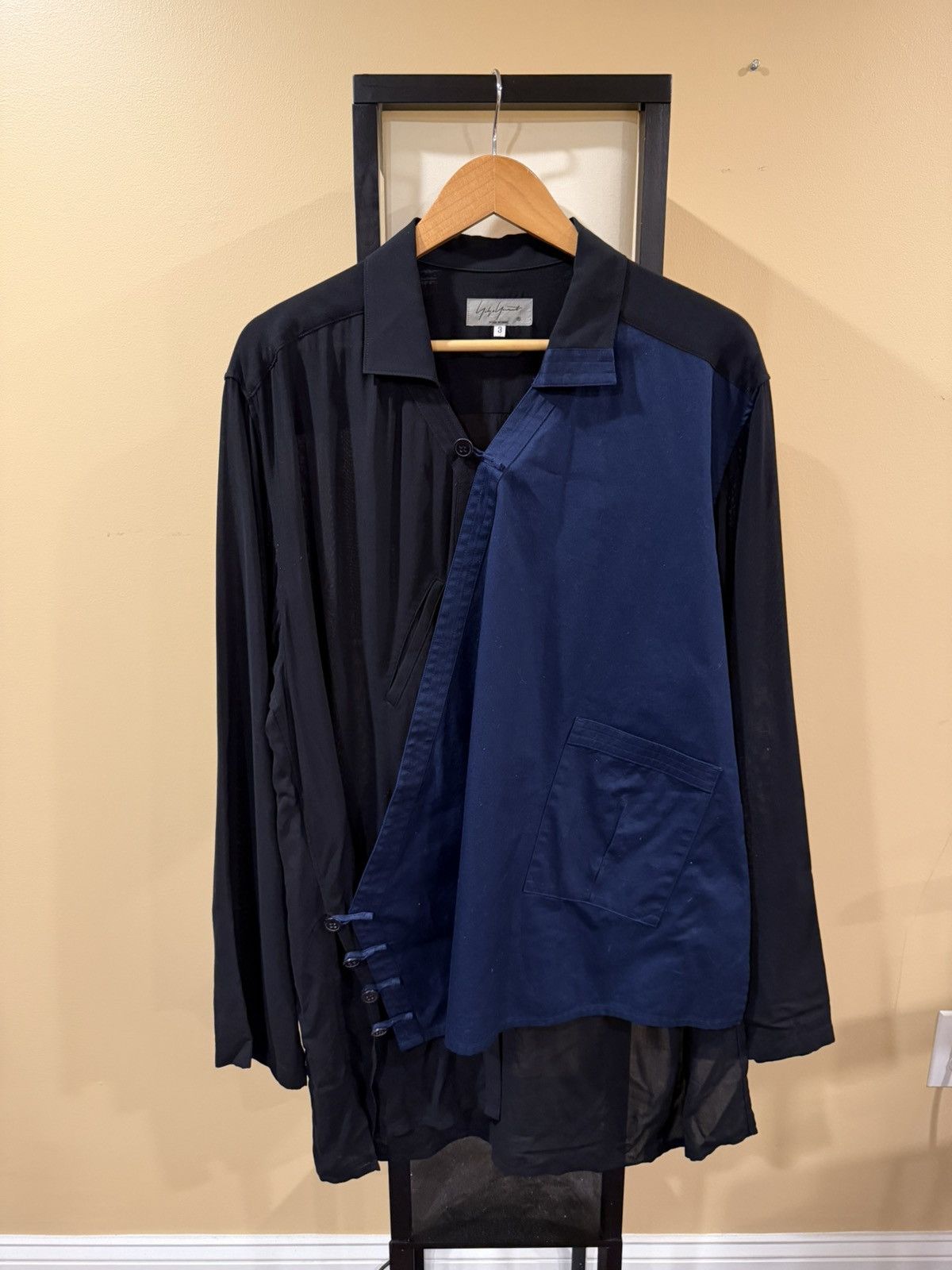 Yohji Yamamoto Yohji Yamamoto Homme Black/Navy Taoist Robe Button Up Shirt Size US L / EU 52-54 / 3 - 17 Thumbnail