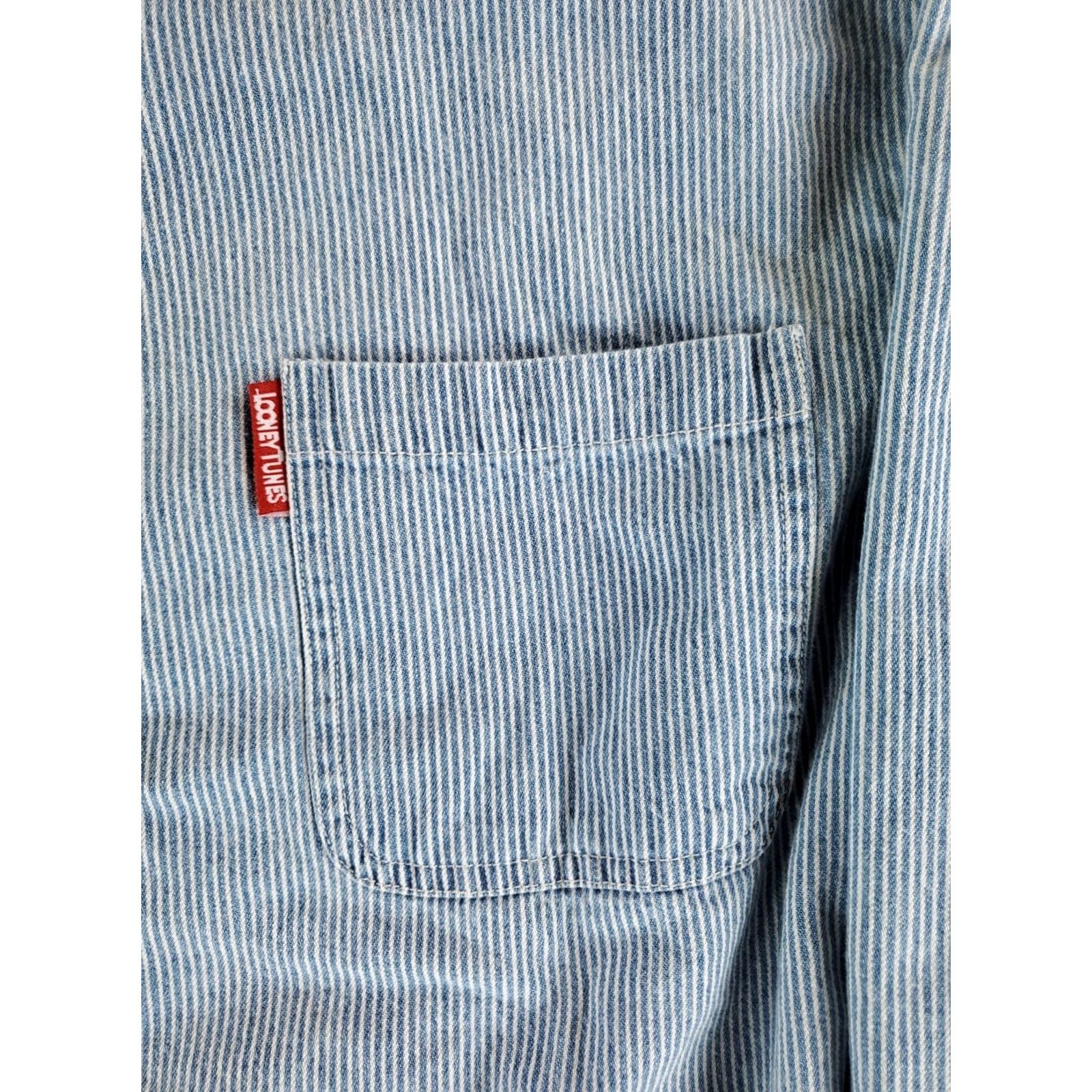 Vintage Looney Tunes Warner Bros Button Down Denim Shirt Striped Embroidered Mens L Blue Shirt Mens L Denim Shirt Size US L / EU 52-54 / 3 - 2 Thumbnail