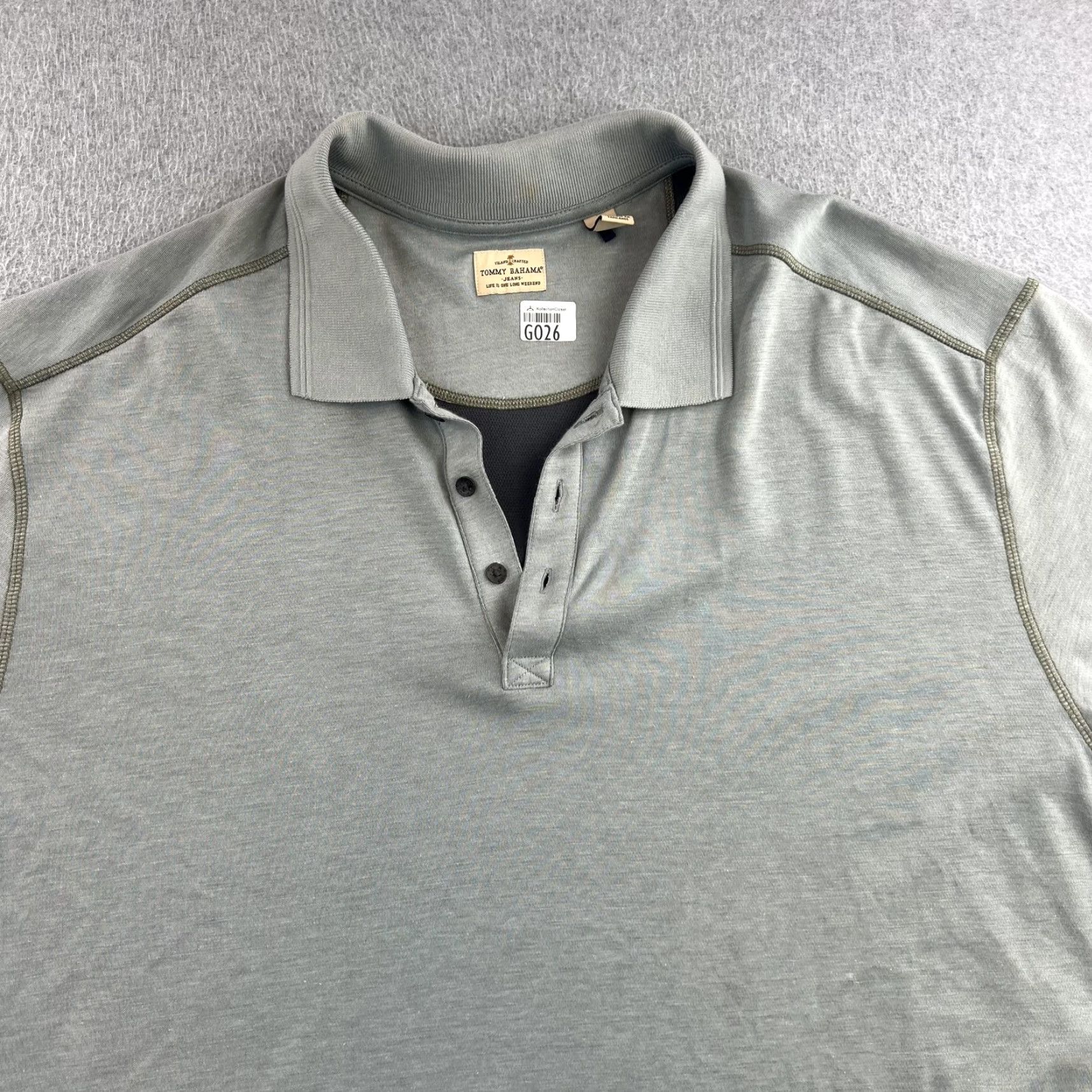 Tommy Bahama Tommy Bahama Jeans Polo Shirt Mens 2XL Gray Pima Cotton Blend Casual Adult Shirt Polo Size US XXL / EU 58 / 5 - 4 Thumbnail