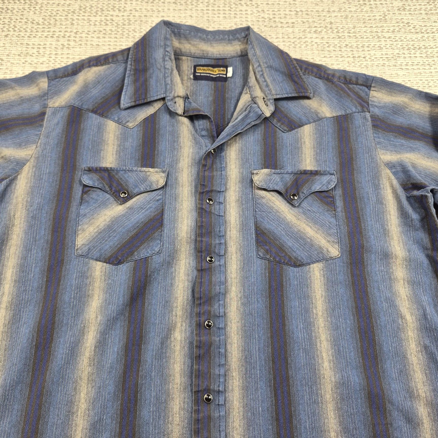Vintage VINTAGE Panhandle Slim Shirt Mens XL Blue Striped Western Pearl Snap Long Sleeve Cowboy Size US XL / EU 56 / 4 - 4 Thumbnail