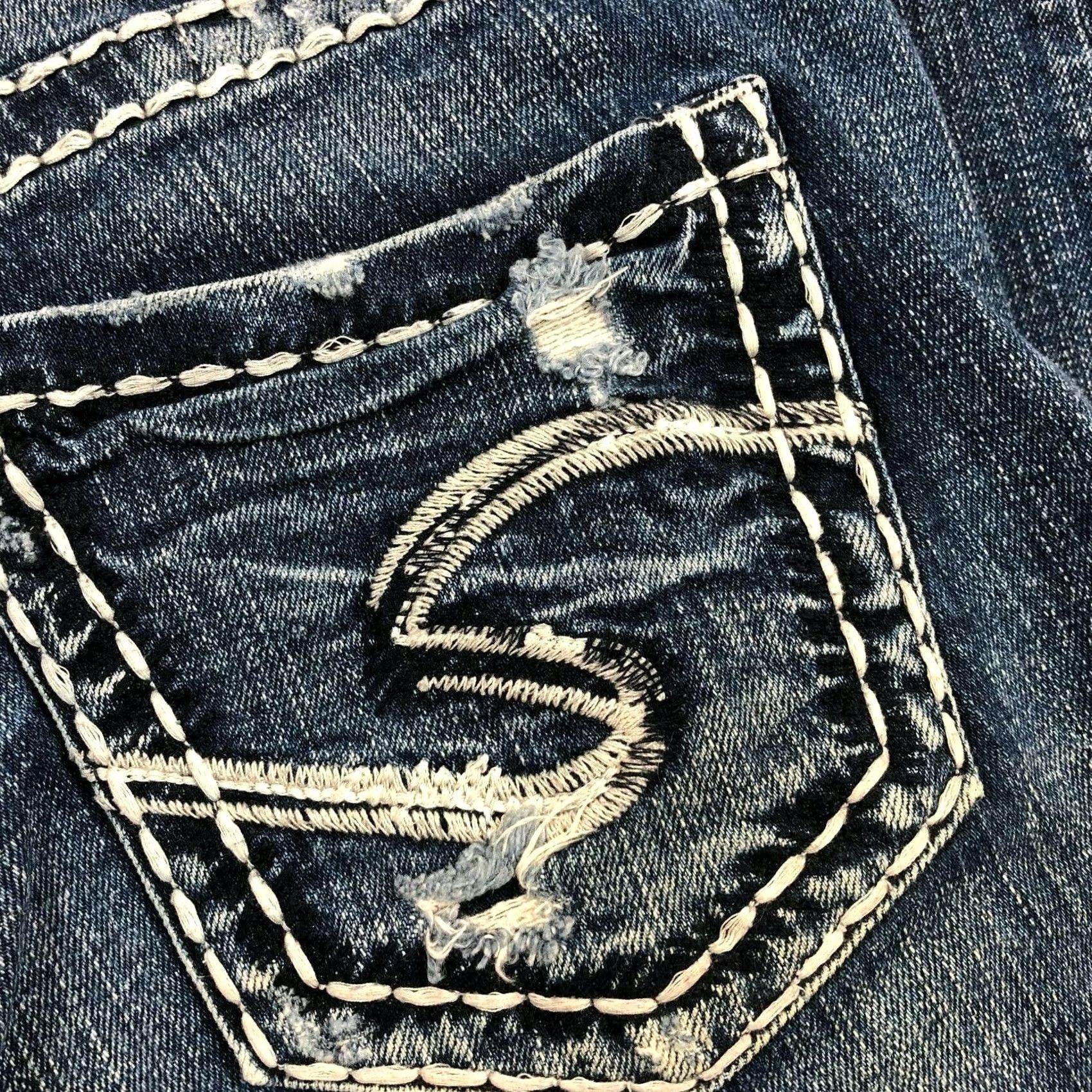 Silver Jeans Co. VINTAGE Silver Aiko Mid Straight 30 Jeans Womens Blue - 32W 26.5L Adult Womens Jeans Regular Rise Mid Slimming Cotton Denim solid 90s, 2000s? Size 24" / US 00 / IT 34 - 3 Thumbnail