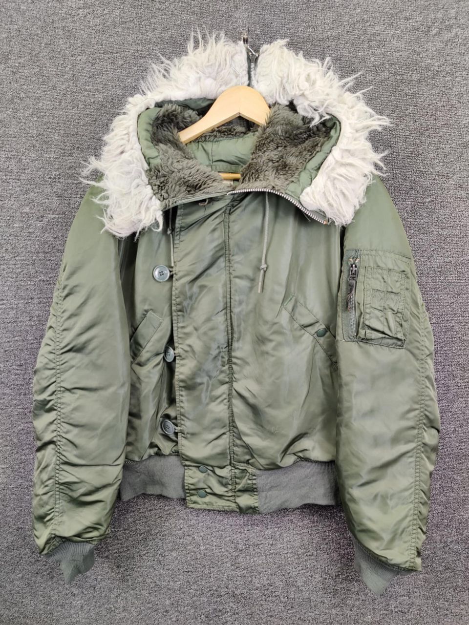 Alpha Industries Vintage 80's Alpha Industries N2B Bomber Fur Jacket Size US M / EU 48-50 / 2 - 2 Thumbnail