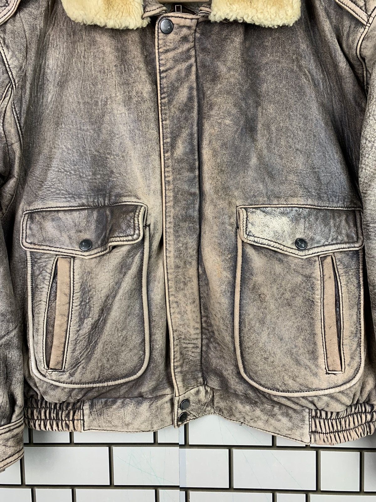 14th Addiction Vintage 90s Make Sherpa Leather Bomber Jacket Size US L / EU 52-54 / 3 - 6 Thumbnail