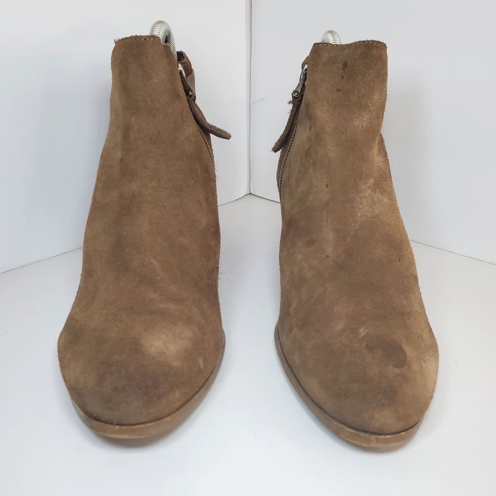 Guess VINTAGE GUESS 90s Y2K Brown Suede Leather Bootie Womens Sz 8.5 Chic City Boho Western Block Heel Buckle Zip Casual Size US 9 / IT 39 - 2 Thumbnail