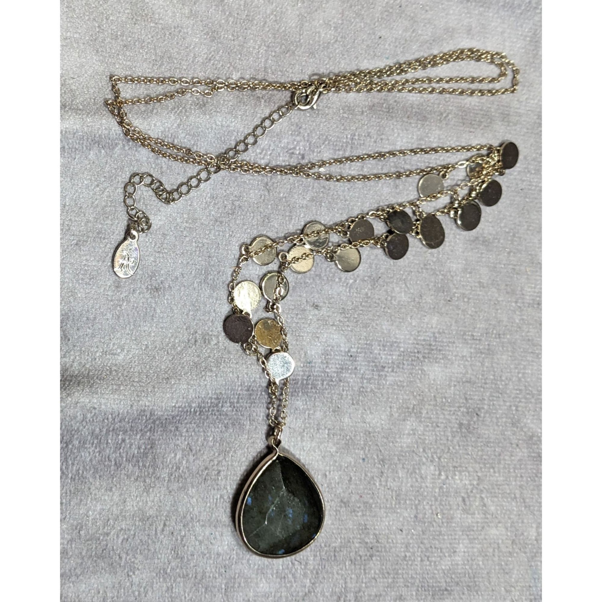 Other Boho Chic Gold Tone Charm Necklace With Teardrop Labradorite Size ONE SIZE - 11 Thumbnail