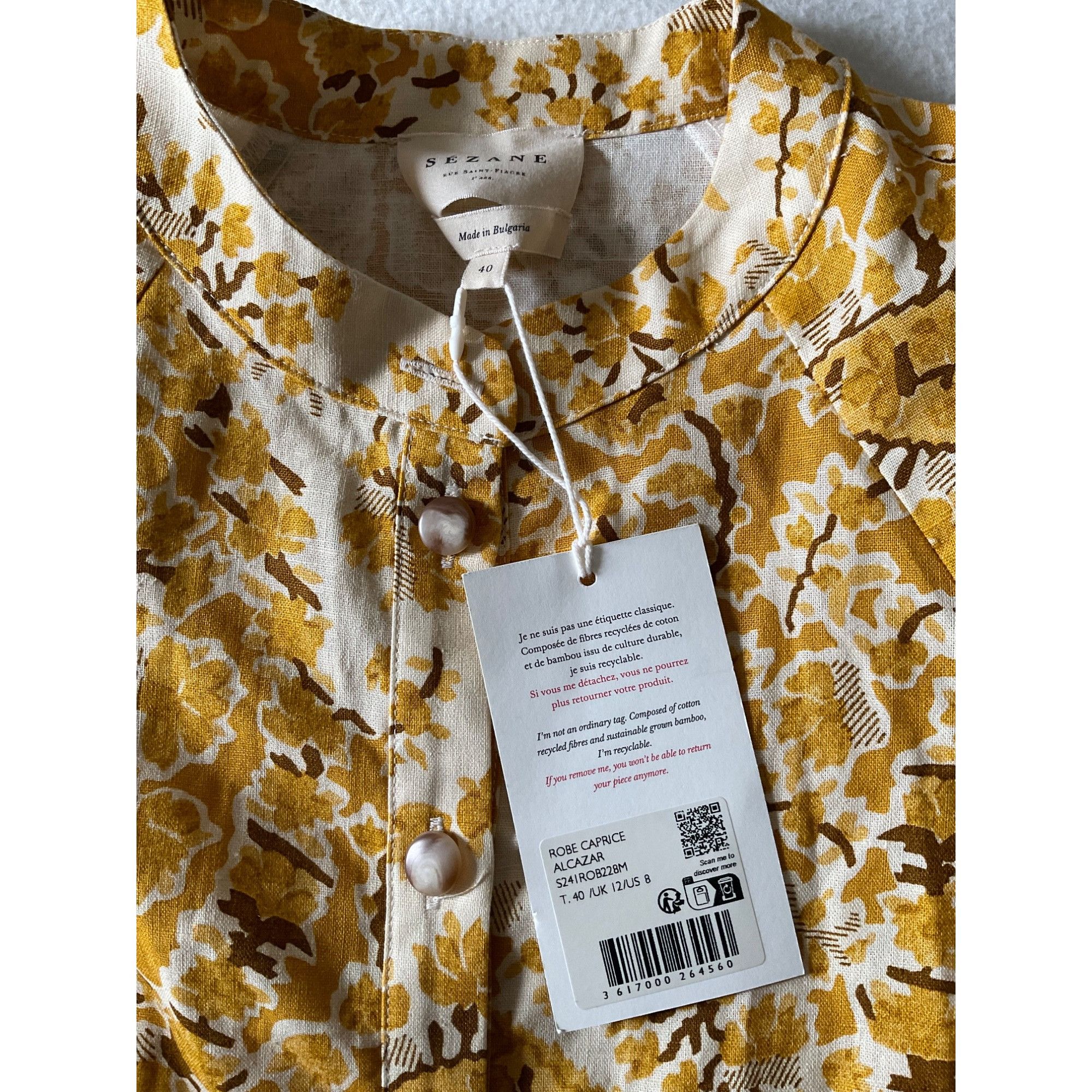 Sezane NWT Sezane caprice dress alcazar yellow floral linen sz40 bu Size M / US 6-8 / IT 42-44 - 4 Thumbnail