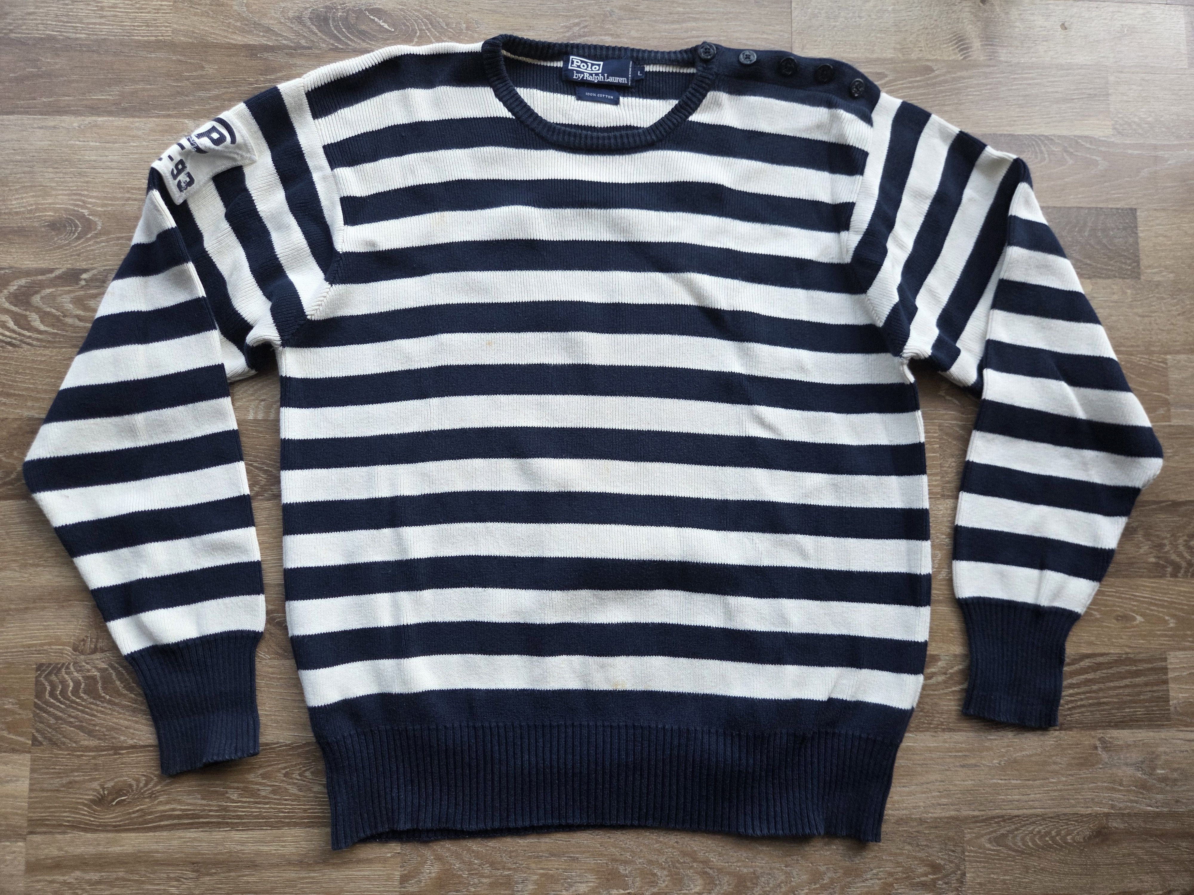 Polo Ralph Lauren Vintage OG 90s Polo Ralph Lauren RL93 Lo Life Breton Sweater Size US L / EU 52-54 / 3 - 2 Thumbnail