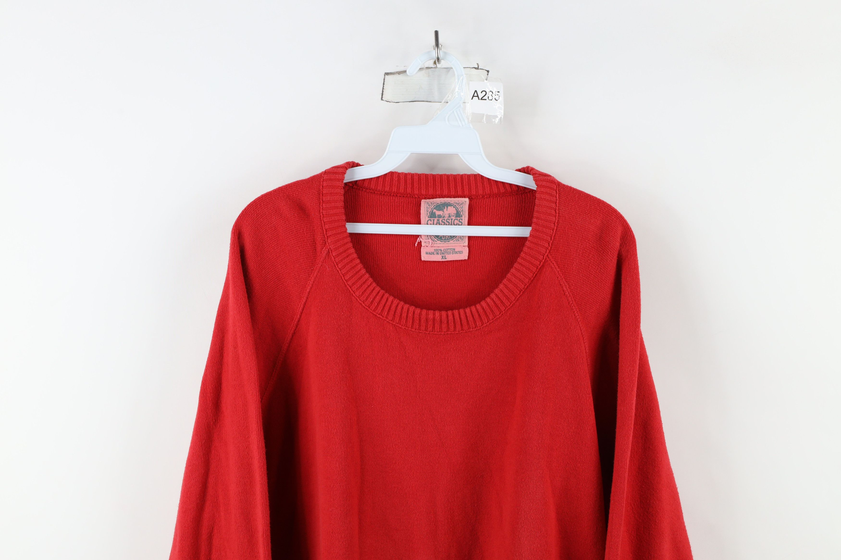 Vintage Vintage 90s Streetwear Cotton Knit Crewneck Sweater Red USA Size US XL / EU 56 / 4 - 2 Thumbnail