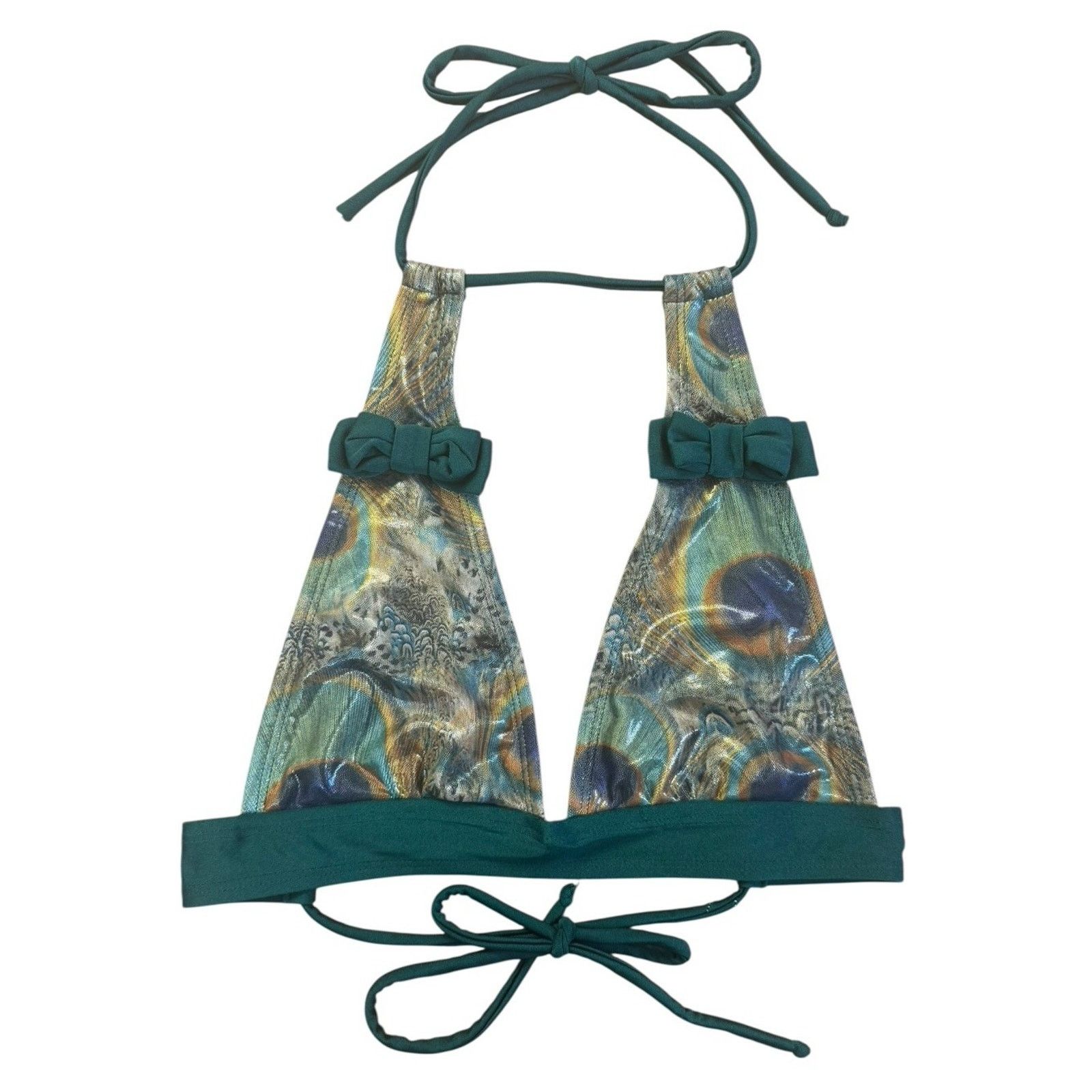 Other FABLES By BARRIE Custom Metallic Peacock Ruffled Bikini Sz S Size ONE SIZE - 7 Thumbnail