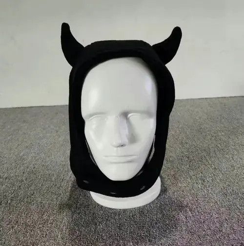 Hypebeast Devil Horns Fuzzy Ears Fleece Hat Black Color Size ONE SIZE - 2 Thumbnail