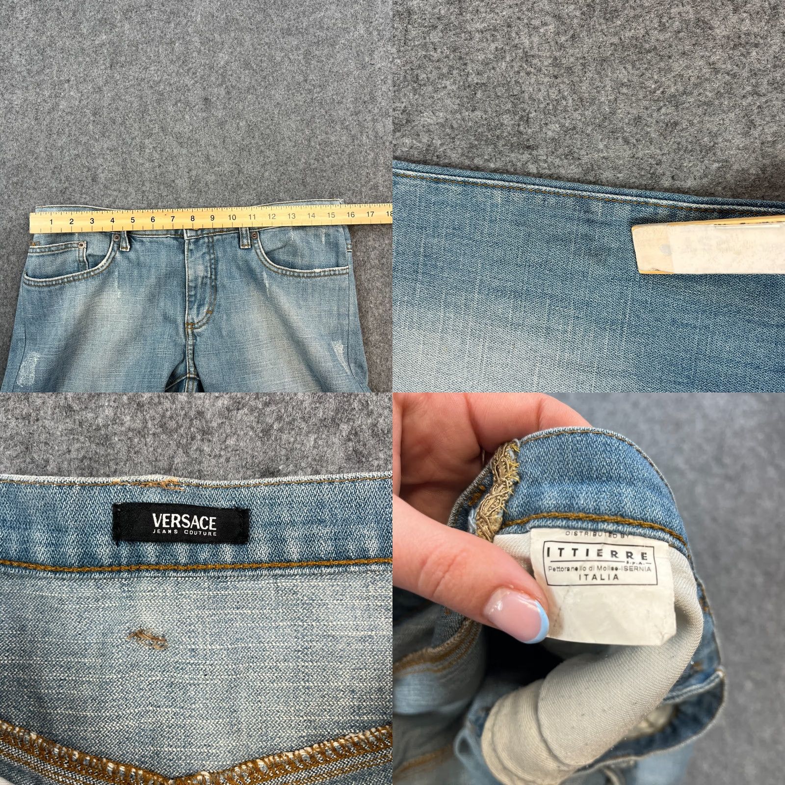 Versace Versace Womens Jeans Baggy Flare 32 28 UK 12 Low Rise Versace Spellout Sequins Jeans Size 34" / US 12 / IT 48 - 8 Thumbnail