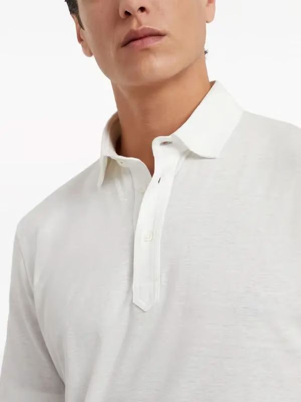 Brunello Cucinelli o1la1rc1a0425 Polo T-Shirt in White Size US S / EU 44-46 / 1 - 4 Thumbnail