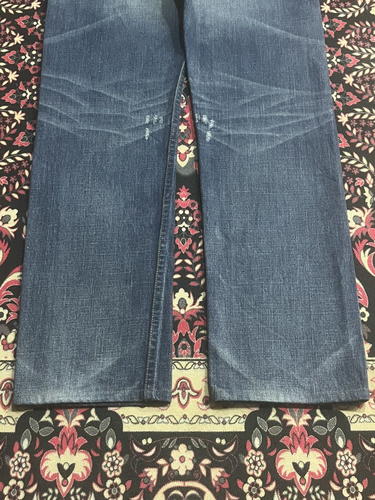 Armani Exchange Vintage Armani Exchange Blue Washed Fringe Straight Leg Jean Size US 31 - 13 Thumbnail